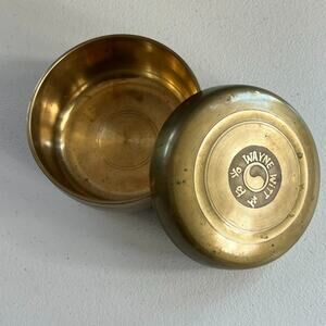Wayne Witt Brass Box Tin With Lid Yin Yang 4.5 x 2 5/8"